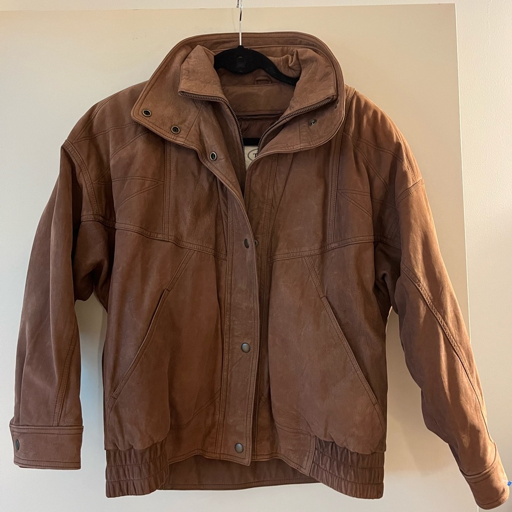 Vintage Brown Leather Bomber